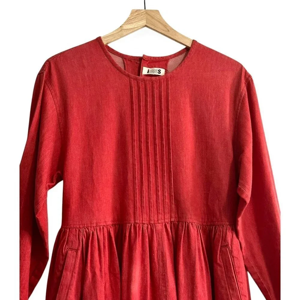 "I.S." ISSEY SPORT Red Midi Dress, Size M,  Rare from Vintage 80S - Picture 4 of 16